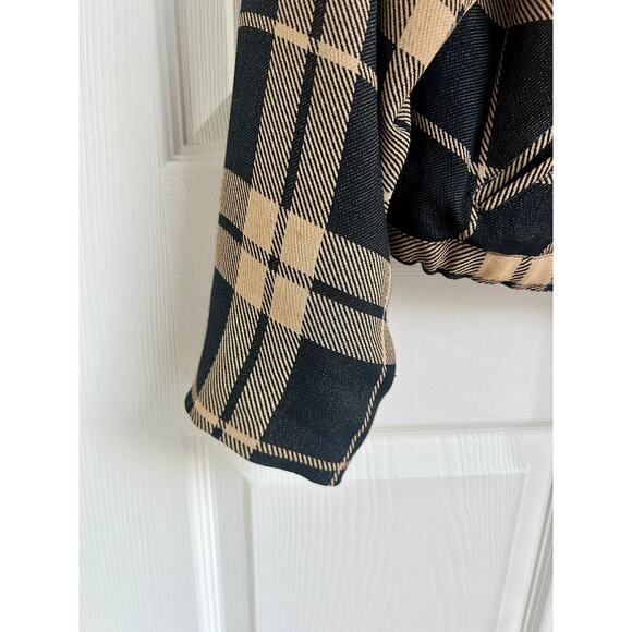 Vintage Emanuel Ungaro Boxy Plaid Drawstring Jacket | 90's Designer Black Tan - Picture 4 of 7